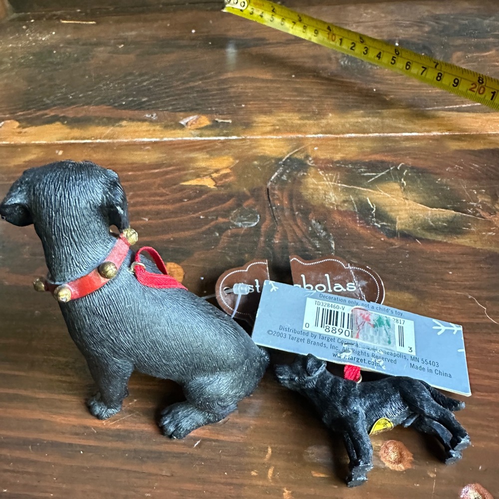 St. Nicholas Square Lab Dog Ornament Set 2003 Target Black Resin Labrador NWT - Picture 6 of 6